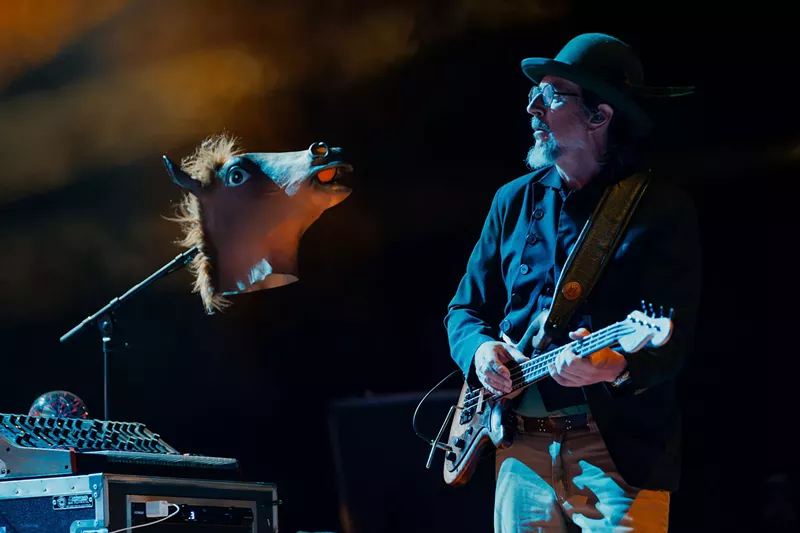 Image: Primus' Les Claypool plays with toys at Arizona Financial Theatre on August 1, 2025.