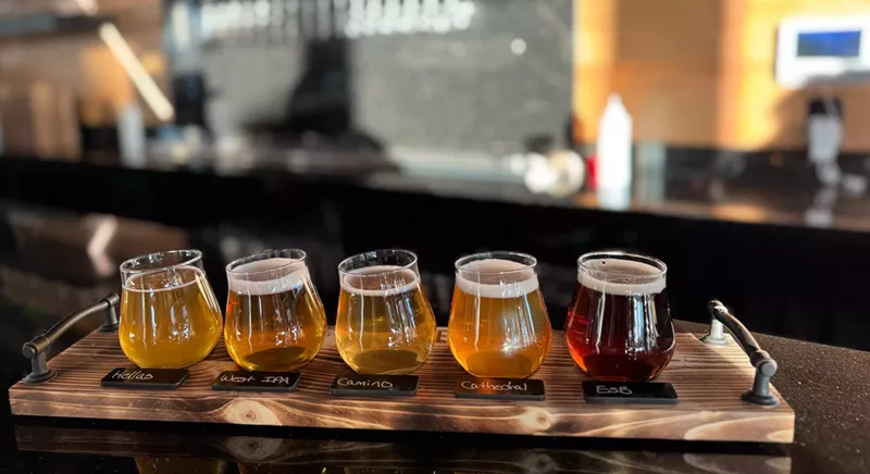 Image: A flight of beer samples.