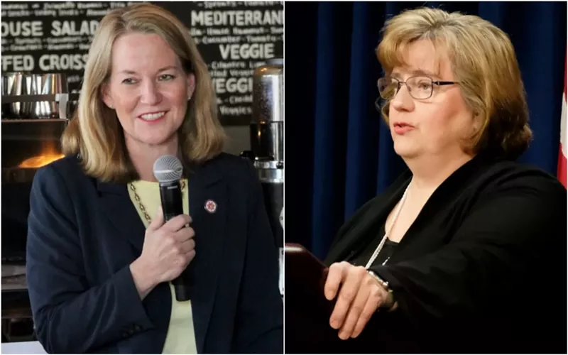 Image: Arizona Attorney General Kris Mayes (left) and Maricopa County Attorney Rachel Mitchell (right)