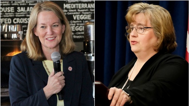 Arizona Attorney General Kris Mayes (left) and Maricopa County Attorney Rachel Mitchell (right)