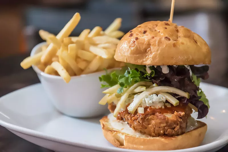 Image: The Angry Bird fried chicken sandwich at O.H.S.O. Brewery + Distillery.