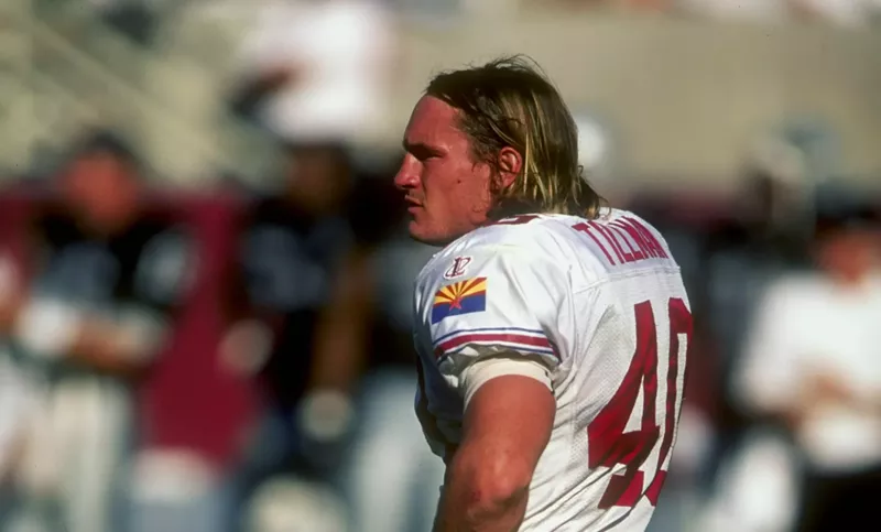 Image: pat tillman, helmet off, in a cardinals uniform