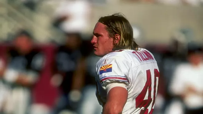 pat tillman, helmet off, in a cardinals uniform