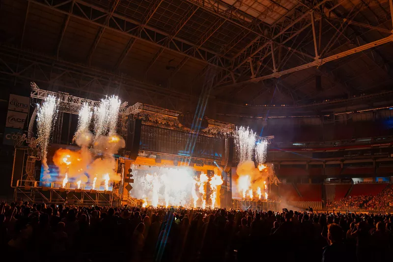 Image: Post Malone at State Farm Arena on June 21, 2025.