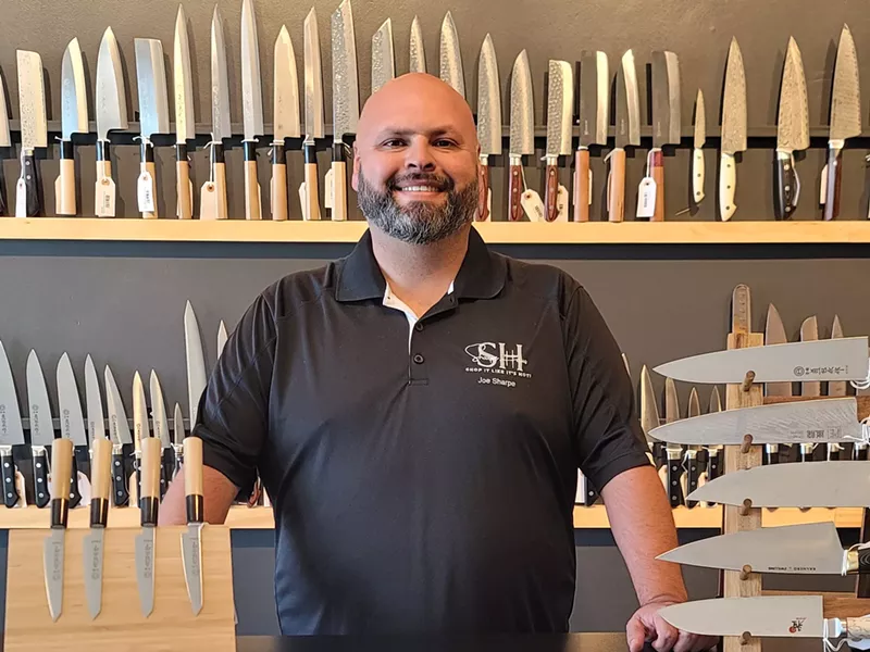 Image: Joe "Sharpe" Roybal helps home cooks and professional chefs alike find the perfect knife at his Scottsdale shop.