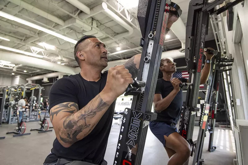 Image: Two Phoenix Police Department officers took part in a May 12 training session at Exos in Phoenix.