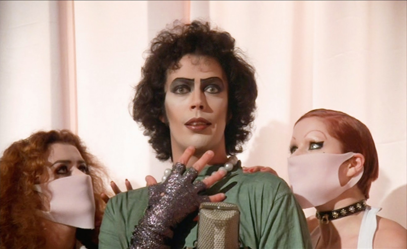 Patricia Quinn, Tim Curry, and Nell Campbell in 1975's The Rocky Horror Picture Show.
