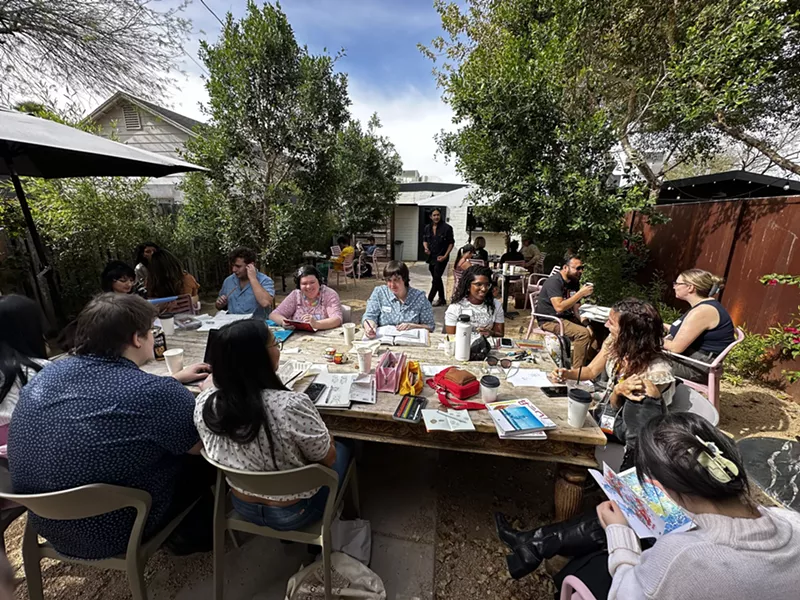 Image: Get together and draw at a Sketch Club Cafe gathering.