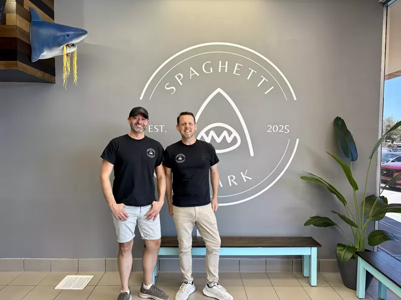 Image: Co-owners Aaron Middleton and James Burk launched Spaghetti Shark in June after leaving their full-time jobs in medical billing.