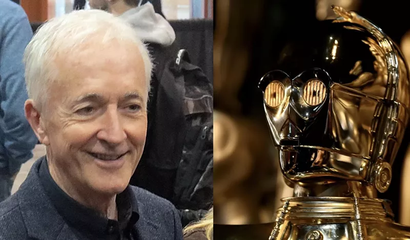 Image: A split image of a man and a robot.