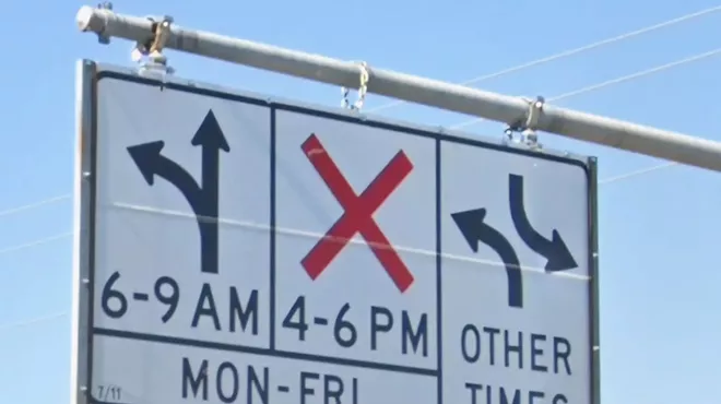 a sign that shows left turns ok during some hours, prohibited during others