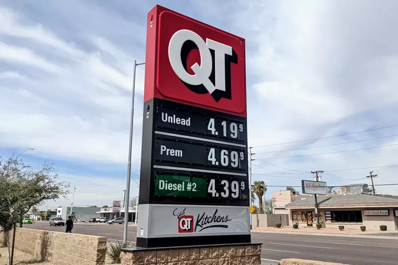 Image: Prices were climbing at this QuikTrip on Indian School Road in central Phoenix on March 10.