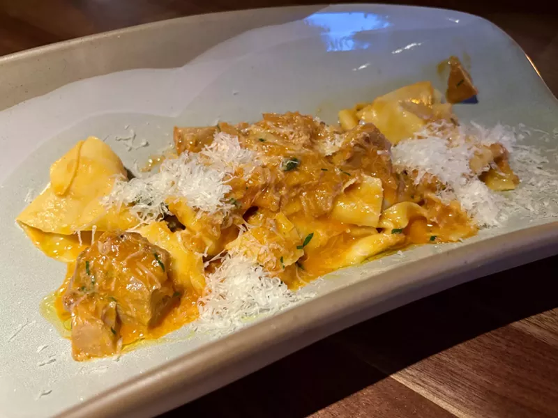 Image: The Veal Pappardelle at Liquor Pig is made with thick ribbons of tender, handmade pasta.