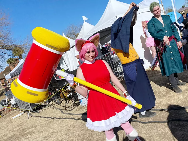Image: Cosplaying the character Amy Rose from the "Sonic X" anime.
