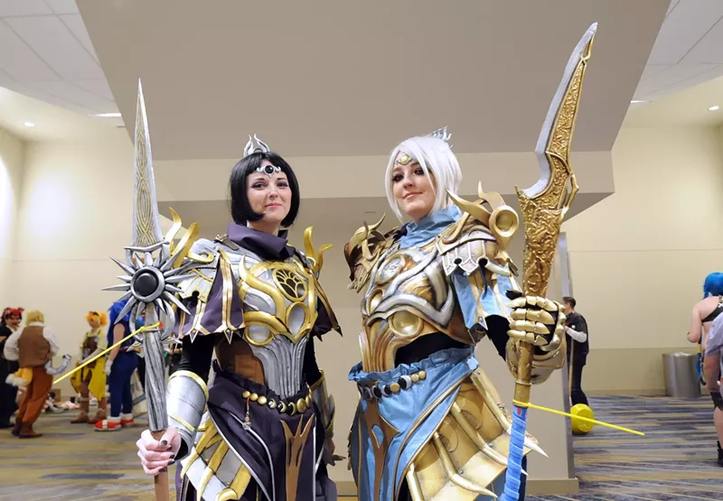 Image: Bleeding Fingers Cosplay, left, and Amy Does Cosplay as two versions of Shadowheart from "Baldur's Gate 3."
