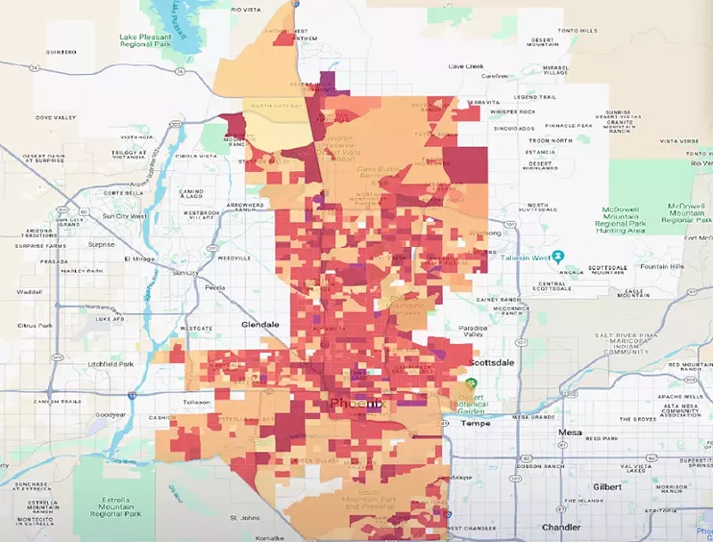 Image: A heat map of Phoenix
