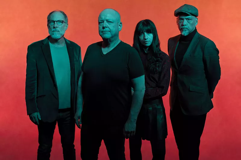Image: David Lovering, Black Francis, Paz Lenchantin, and Joey Santiago (left to right) are the Pixies. They play at the Van Buren on Monday, May 8.