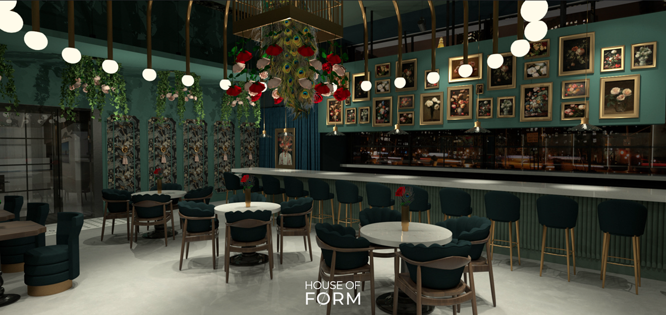 A rendering of the Rose Garden bar set to open in downtown Phoenix this summer.