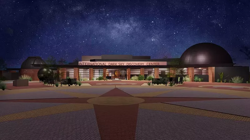 Image: An observatory at night.