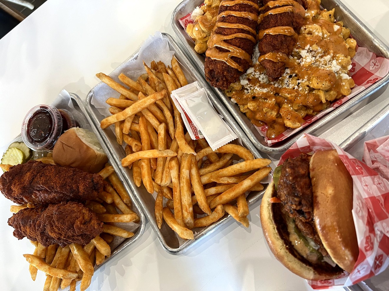 Some of the options at Twist are the Hot Chicken sandwich, Hot Nashville Mac, Hot Tenders, and seasoned fries.