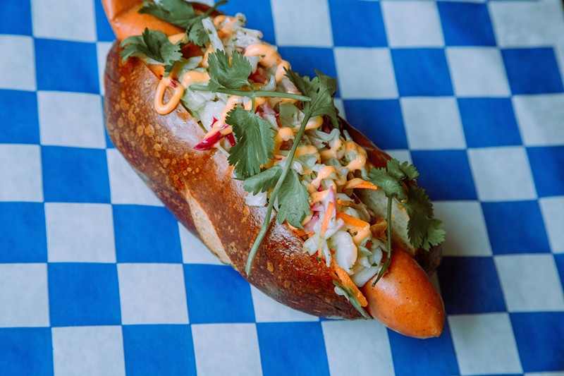 Der Wurst Hot Dogs uses locally made sausages and pretzel buns for its hot dog-centric menu.