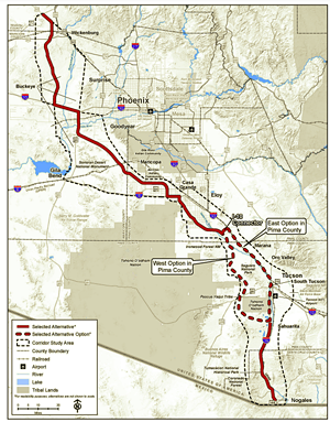 Here's the proposed route of Interstate 11 through Arizona. - FEDERAL HIGHWAY ADMINISTRATION