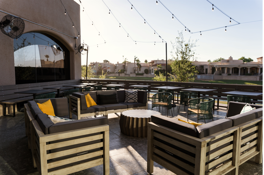 The outdoor space can accommodate small and medium-sized groups at Z'Tejas. - Z'TEJAS