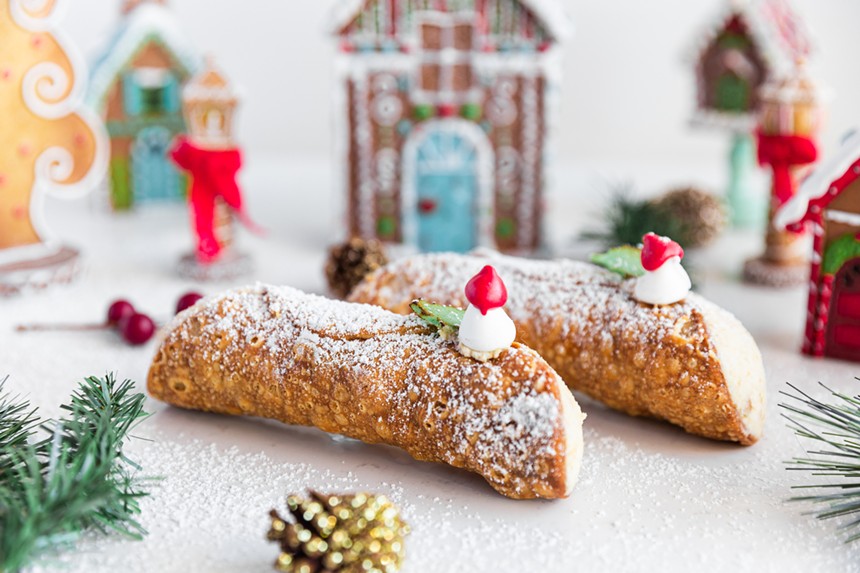 Gingerbread-filled cannoli and other desserts are available at The Sicilian Baker. - THE SICILIAN BAKER