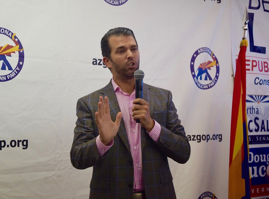 Donald Trump Jr. is a frequent visitor to Phoenix stumping for Republicans. - JOSEPH FLAHERTY