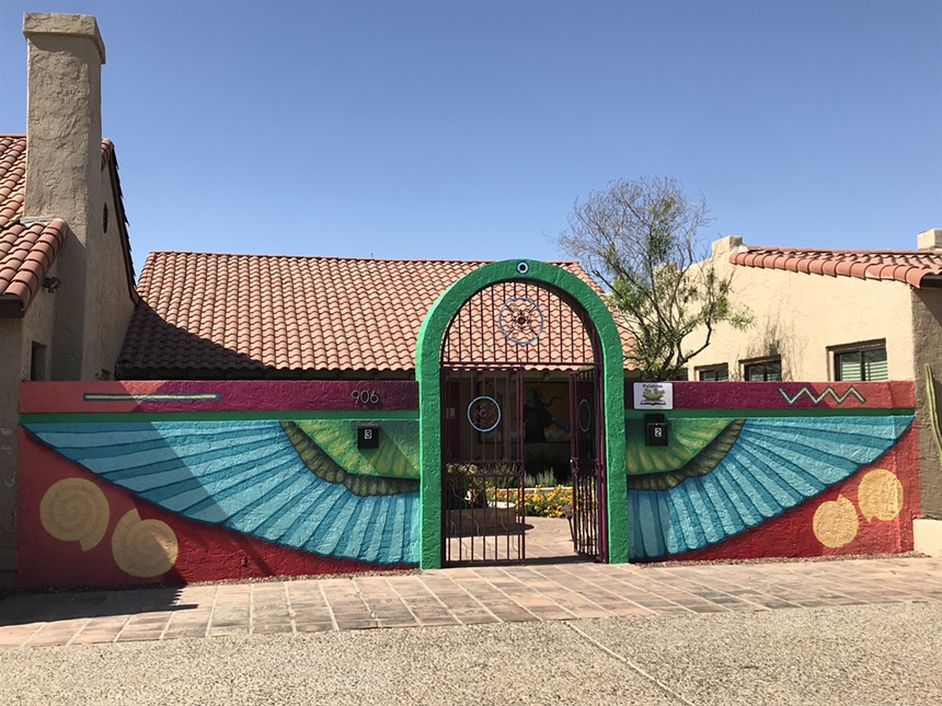 Artist Jeff Slim painted the entrance to Nurture House in Phoenix. - LYNN TRIMBLE