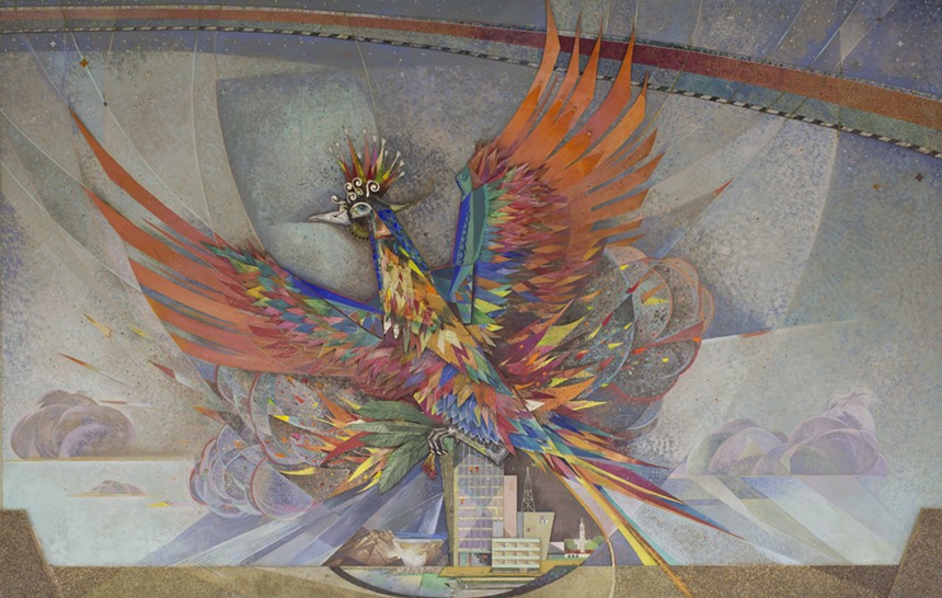 This is the central panel of Paul Coze's The Phoenix mixed-media mural. - CRAIG SMITH