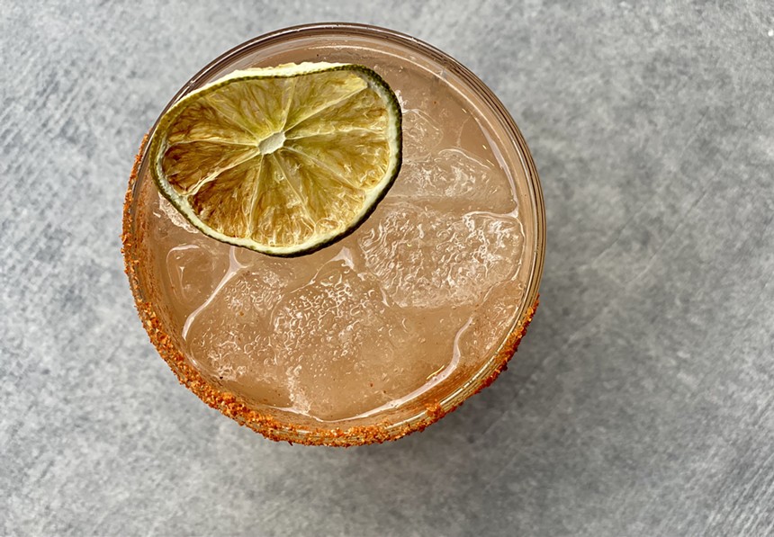 Blood Orange Paloma with dehydrated lime garnish. - ALLISON YOUNG