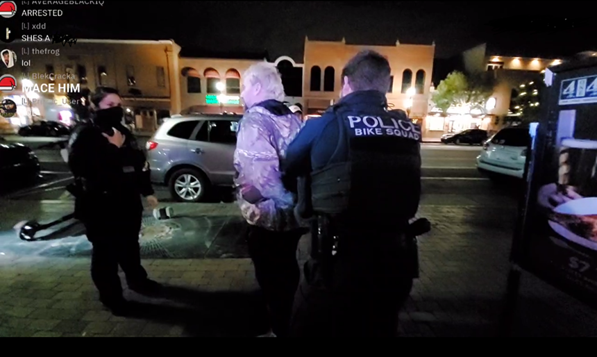 Edited by Phoenix New Times to remove hate speech and the name of the far-right site hosting the video. Scottsdale police arrest Anthime Joseph Gionet in December 2020. - TELEGRAM SCREENSHOT