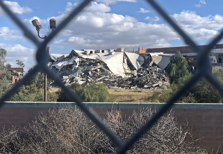 Crews have been demolishing the grandstand at Phoenix Greyhound Park since early February. - BENJAMIN LEATHERMAN