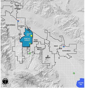 A map featuring where the neighborhood would be located includes proximity to the Salton Sea. - EC RANCHO MIRAGE HOLDINGS