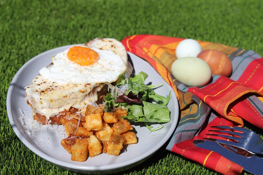 Culinary Dropout's Croque Madame comes topped with a sunny-side-up egg. - CULINARY DROPOUT