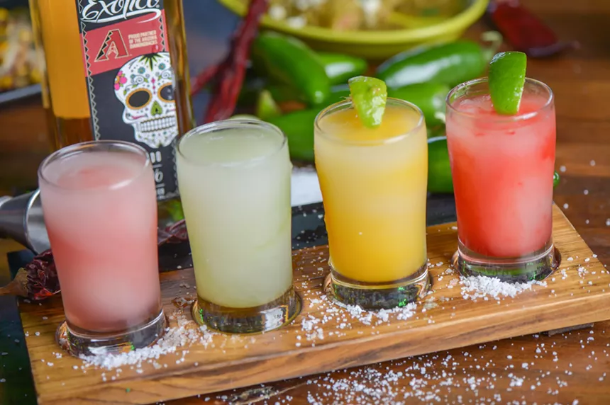 A margarita flight at Salt & Lime Modern Mexican Grill. - SALT & LIME MODERN MEXICAN GRILL