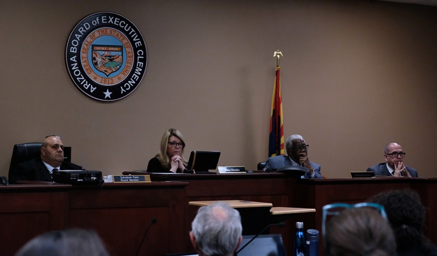 The Arizona Board of Executive Clemency hears arguments in Clarence Dixon's case. - KATYA SCHWENK