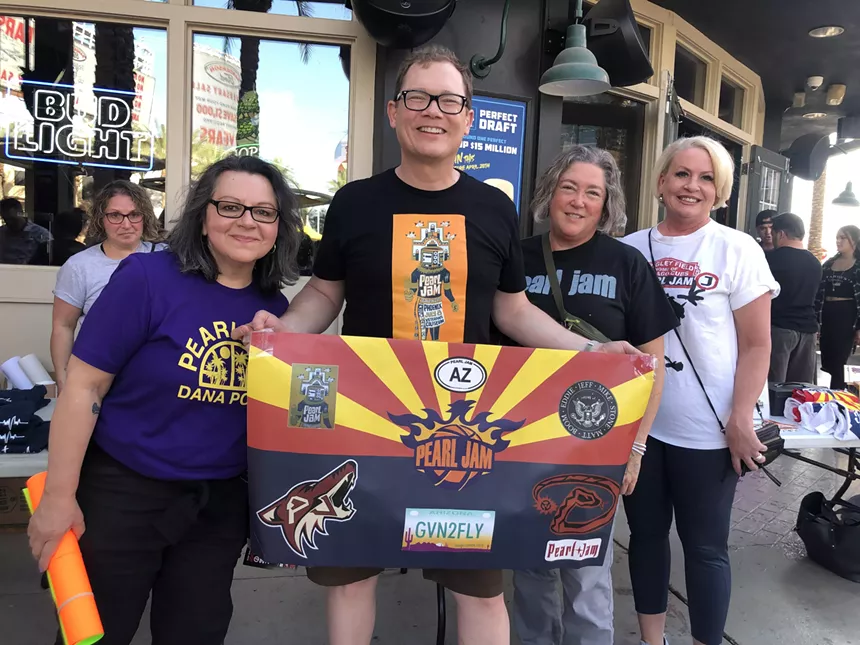 Members of the Arizona Pearl Jam Fans group showed up early to mingle at McFadden's. - JENNIFER GOLDBERG