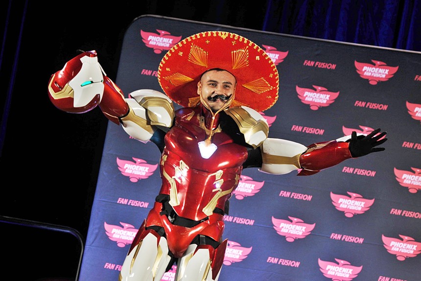 Latino geek Mario Romero suited up at Mexican Iron Man. - BENJAMIN LEATHERMAN