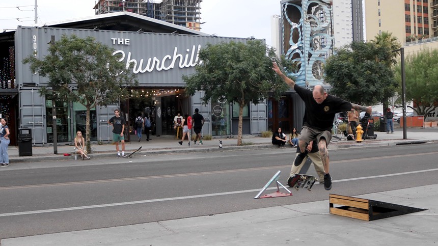 Skaters of all ages skated in front of The Churchill, where there was a street skate course. - MIKE MADRIAGA