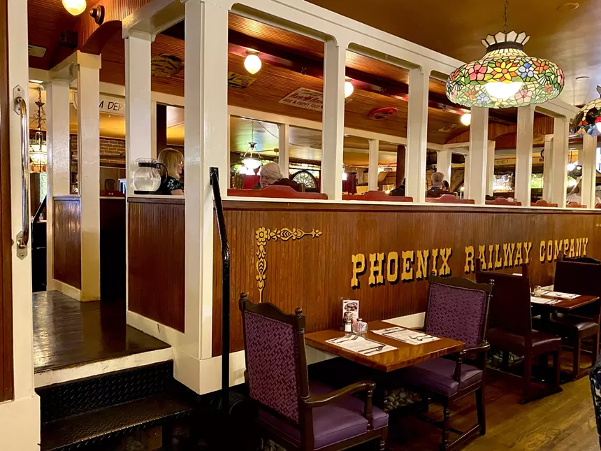 Dine on an old-fashioned trolley at The Old Spaghetti Factory. - ALLISON YOUNG