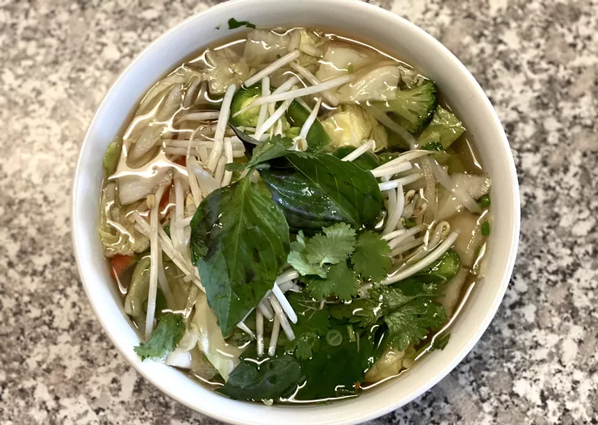 Vegan Pho at Seventh Avenue standout Pho Noodles. - ALLISON YOUNG