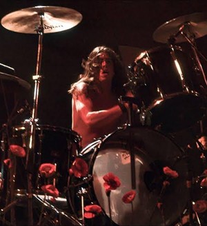 Dave Grohl plays the drums in 1993.