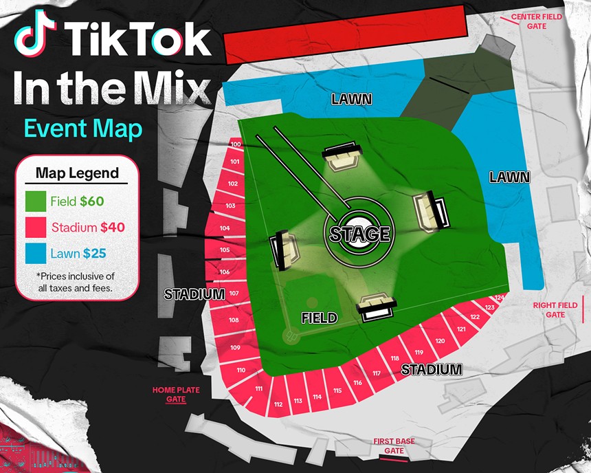 A map of the TikTok in the Mix concert event
