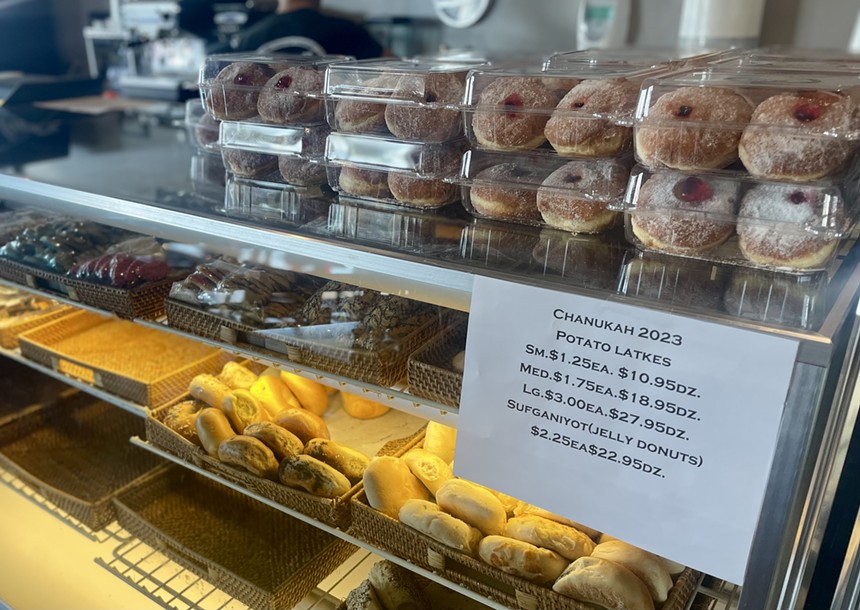 The pastry case at Scott's Generations is filled with bagels and pastries.