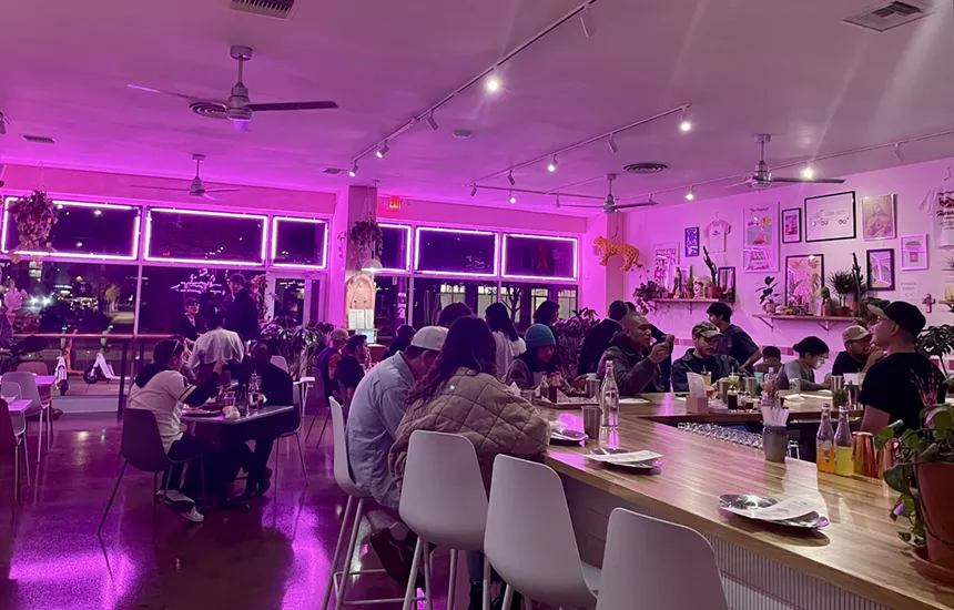 The dining room at Huarachis Taqueria.