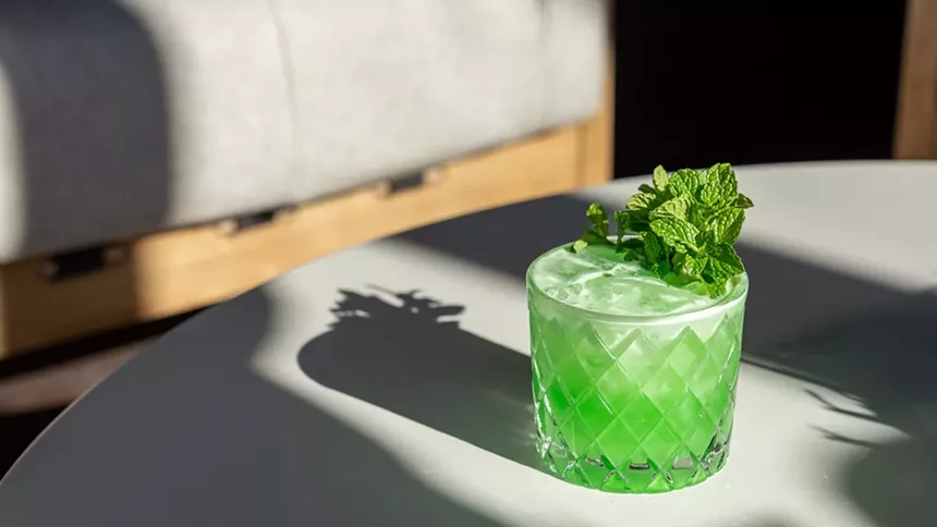 Green cocktail at Teddy's Preserve.
