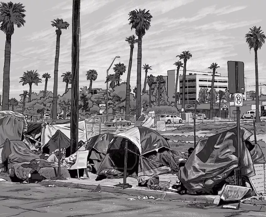 downtown Phoenix homeless encampment