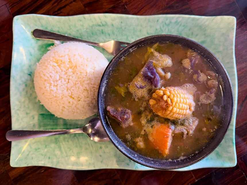 Beef stew and rice at Raices.